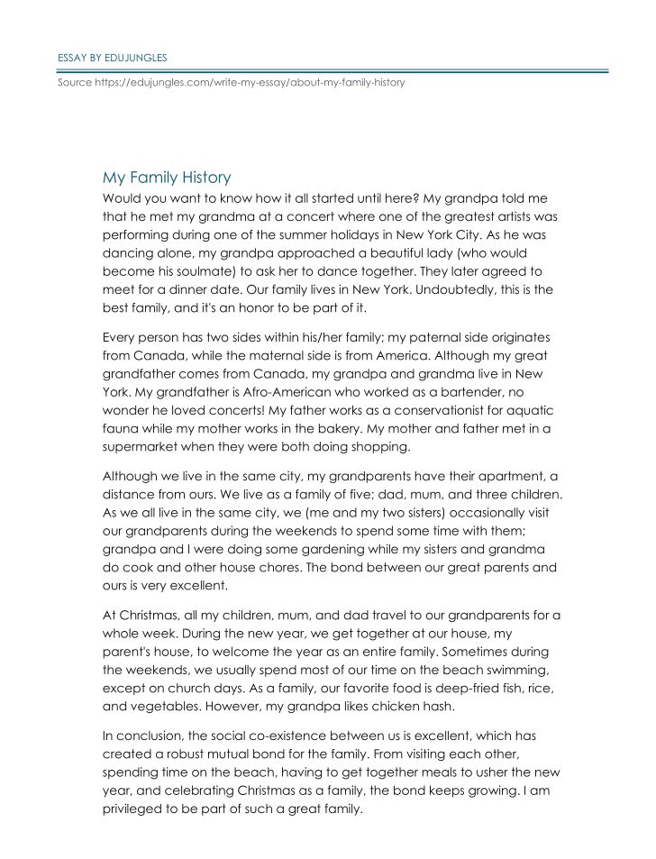 essay about family history